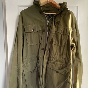 JCrew Mens Cargo Jacket- with zip-up hood.